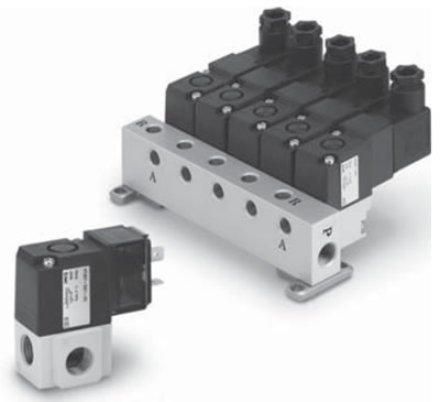 Пневмораспределители SMC 3/2 VT307, VO307 с прямым электромагнитным управлением